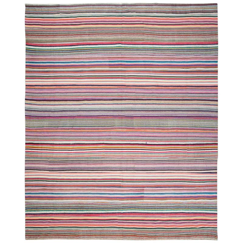 Contemporary Handmade Colorful Turkish Oversize Square Flat-Weave Rug ...