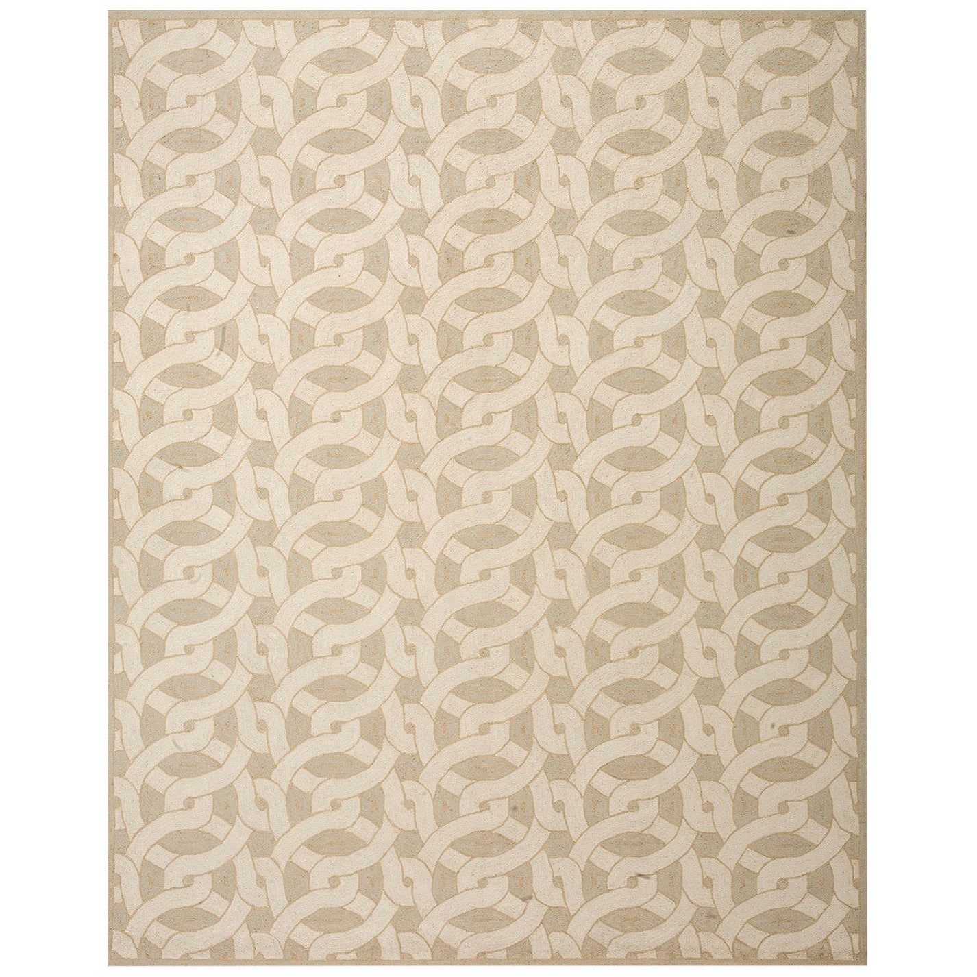 Zeitgenössischer handgefertigter Baumwoll-Hakenteppich  10' x 14' - 305 x 427 cm) im Angebot