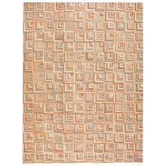 Contemporary Handmade Cotton Hooked Rug with Jute Highlights 5' x 8'