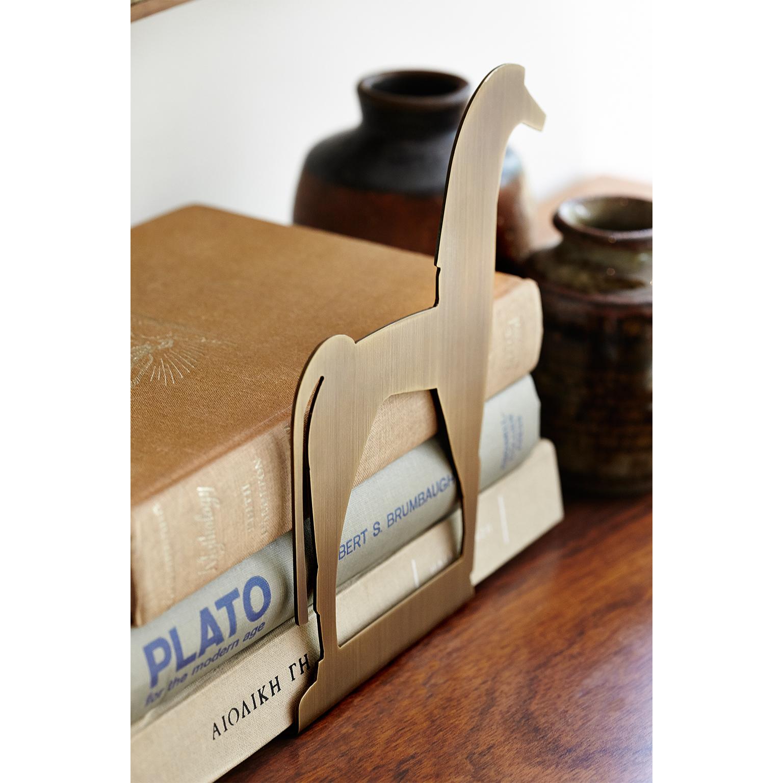 Découpage Contemporary Handmade Dark Brass Bookend HIPPOS, Ancient Greek Forms by Anaktae For Sale