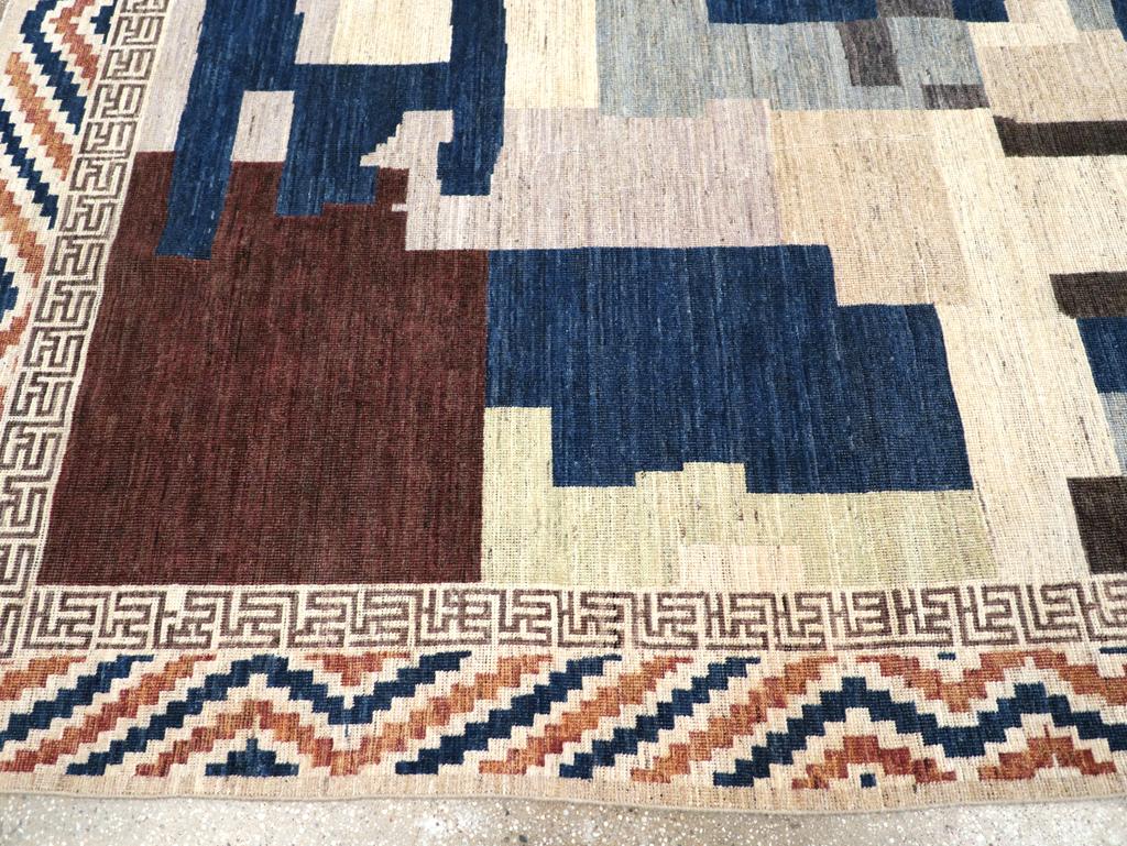 East Turkestani Contemporary Handmade East Turkestan Khotan Camouflage Pattern Room Size Carpet  For Sale