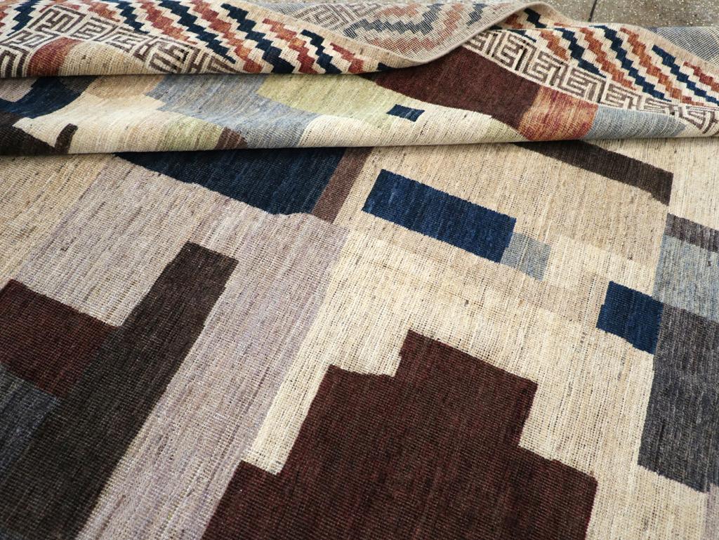 Wool Contemporary Handmade East Turkestan Khotan Camouflage Pattern Room Size Carpet  For Sale
