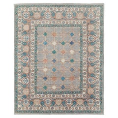 Tapis contemporain fait à la main du Turkestan oriental Khotan de taille normale