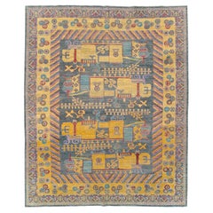 Contemporary Handmade East Turkestan Khotan Room Size Carpet
