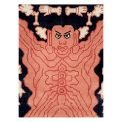 Contemporary Handmade Flayed Man Tantra Accent Rug