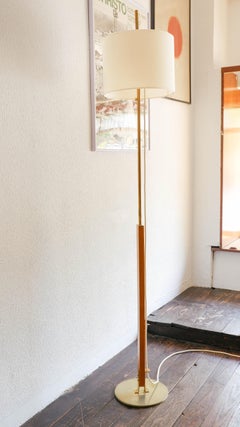 Contemporary, Handmade Floor Lamp, Wood, Brass, Fabric, Mediterranean Objects