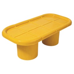 Contemporary Handmade Glossy Yellow Ceramic Raft-Inspired Coffee Table
