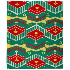 Contemporary Handmade Kilim Design Green, Red and Yellow