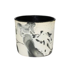 Contemporary Handmade Marbled Ceramic Cup in Black and White
