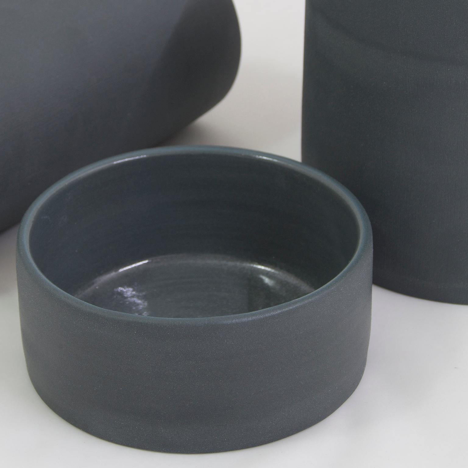 Minimalist Handmade Contemporary Flower Vase Matte Grey Porcelain For Sale