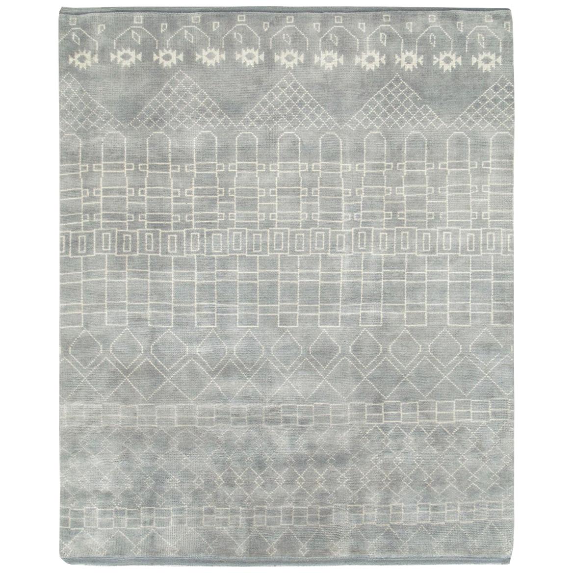 Contemporary Handmade Moroccan Room Size Carpet in Grey and White For Sale