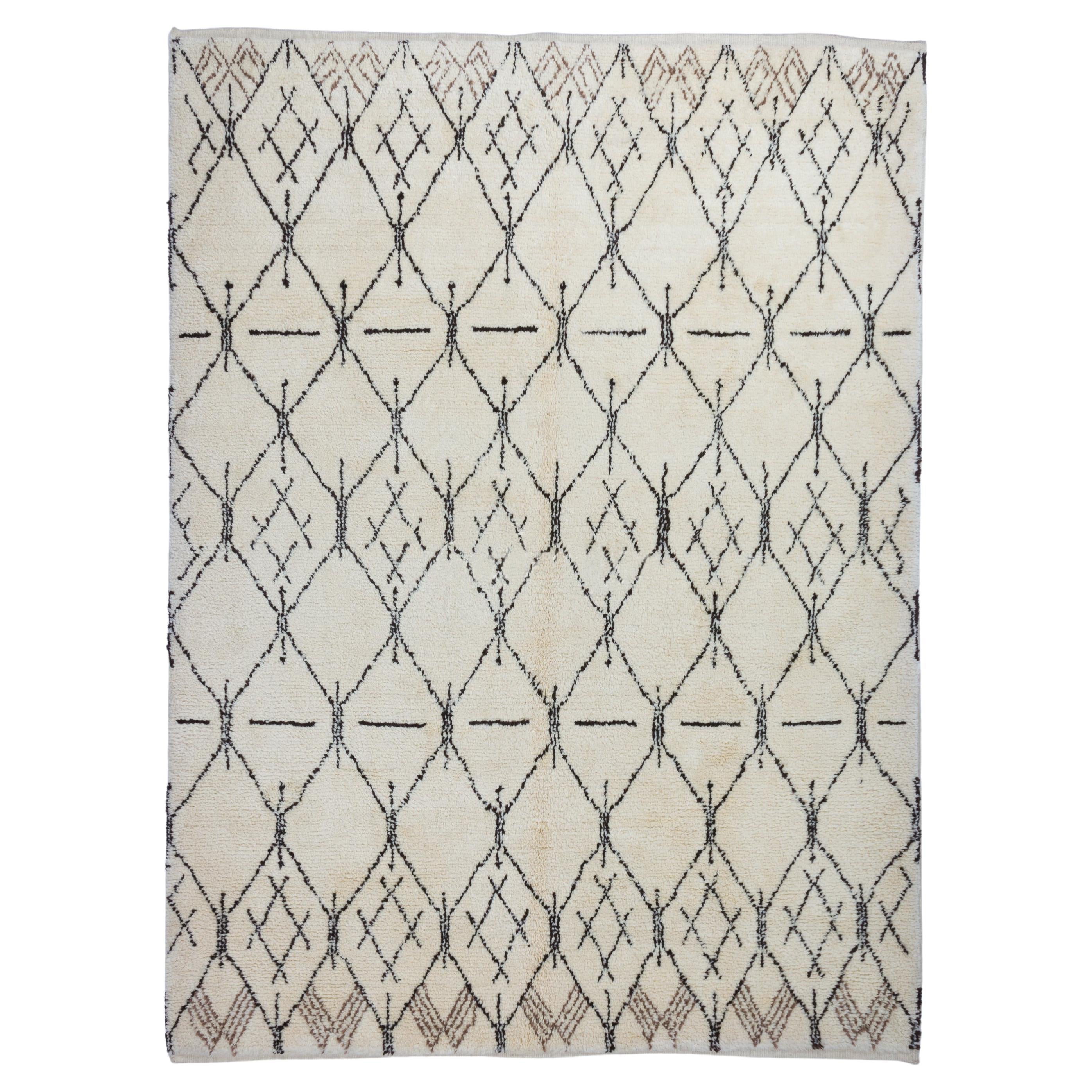 Contemporary Handmade Moroccan Rug. 100% Natural Wool. Custom Options Available