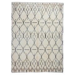 Contemporary Handmade Moroccan Rug, 100% Natural Wool, Custom Options Available