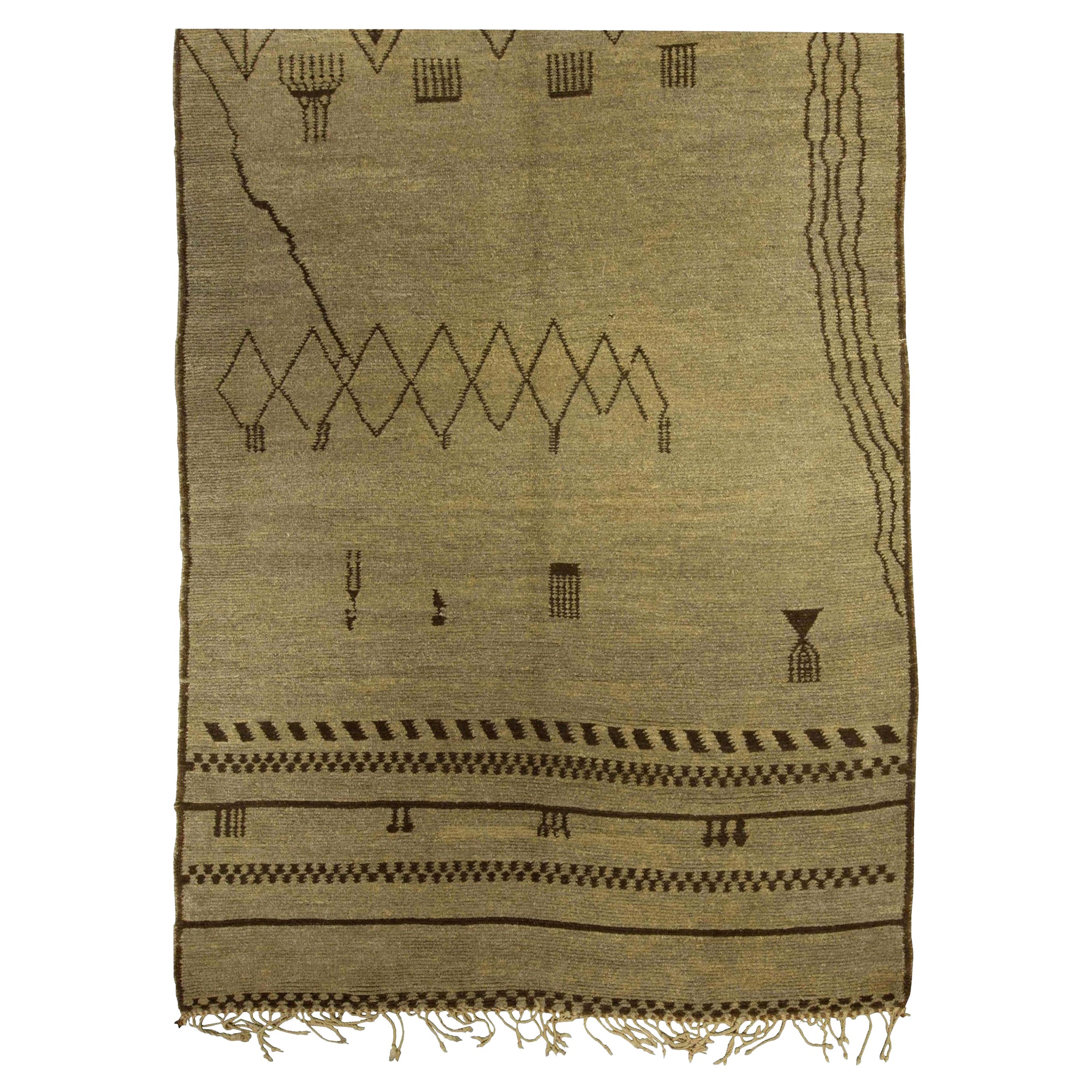 Contemporary Tribal Moroccan Design Handmade Wool Rug by Doris Leslie