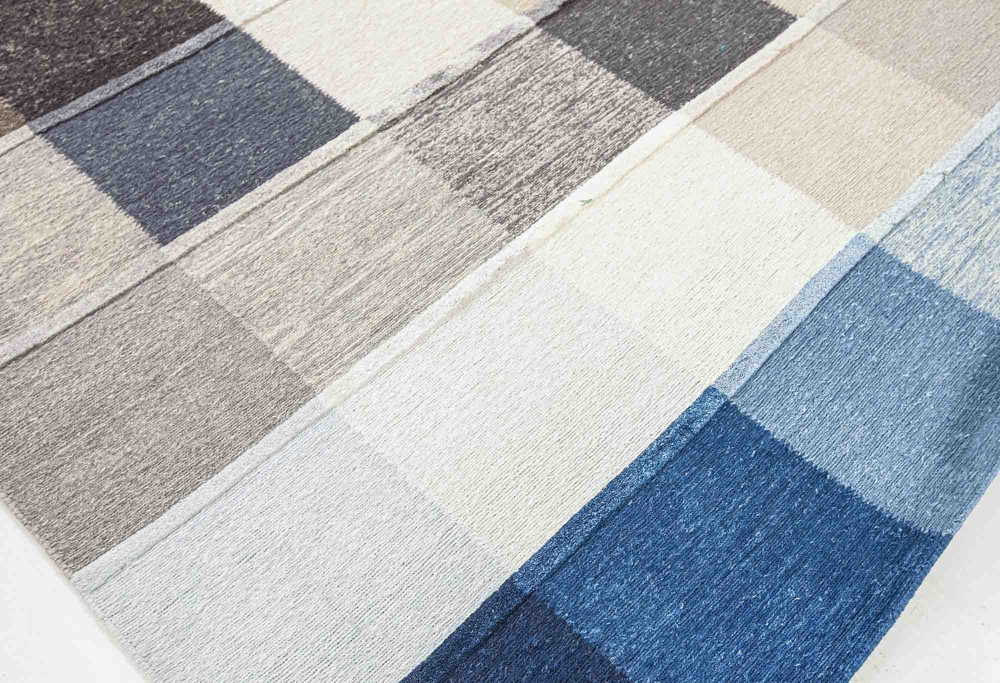 Zeitgenössischer handgefertigter mehrfarbiger Teppich von Doris Leslie Blau (Handgeknüpft) im Angebot