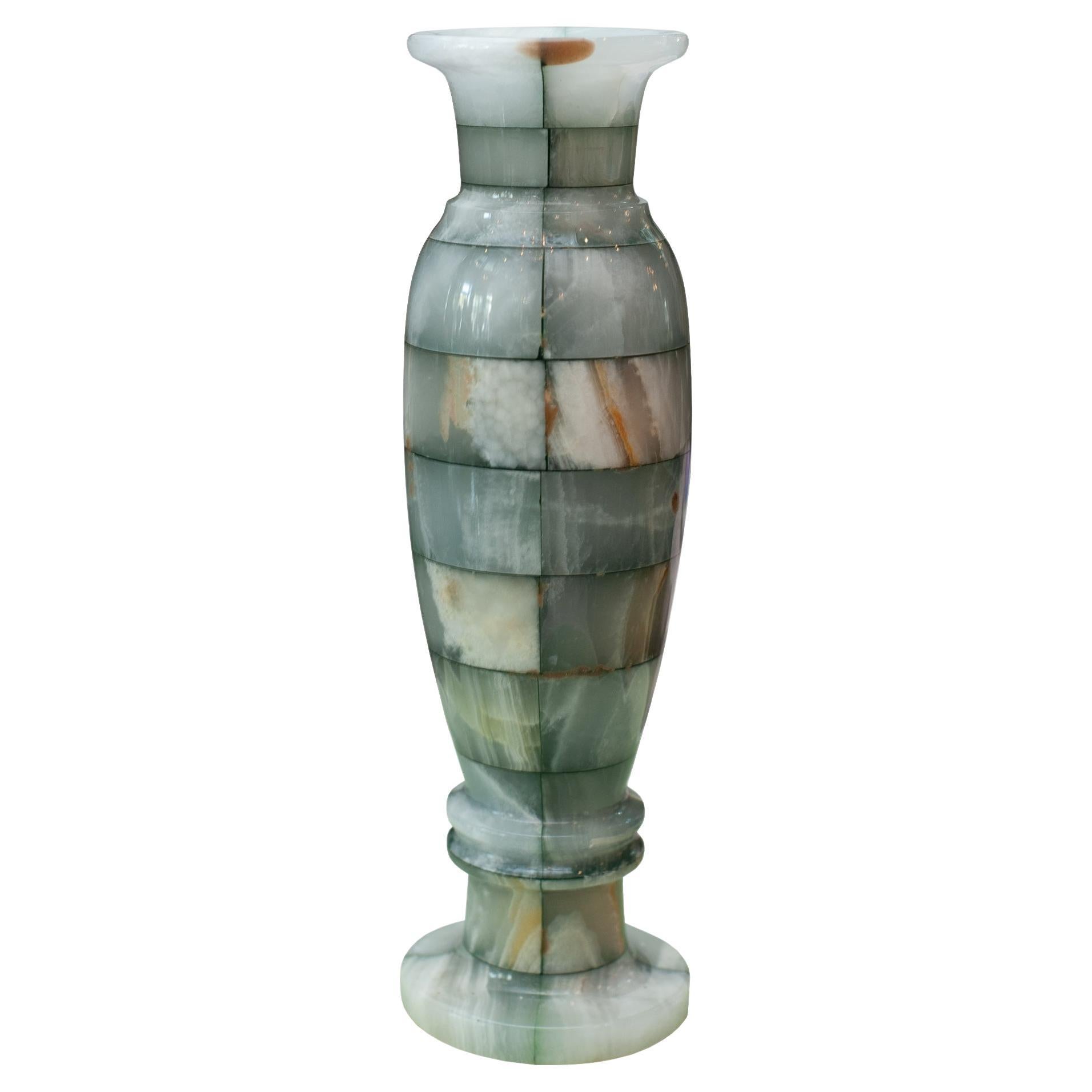 Contemporary Handmade Onyx Panelled Vase For Sale at 1stDibs