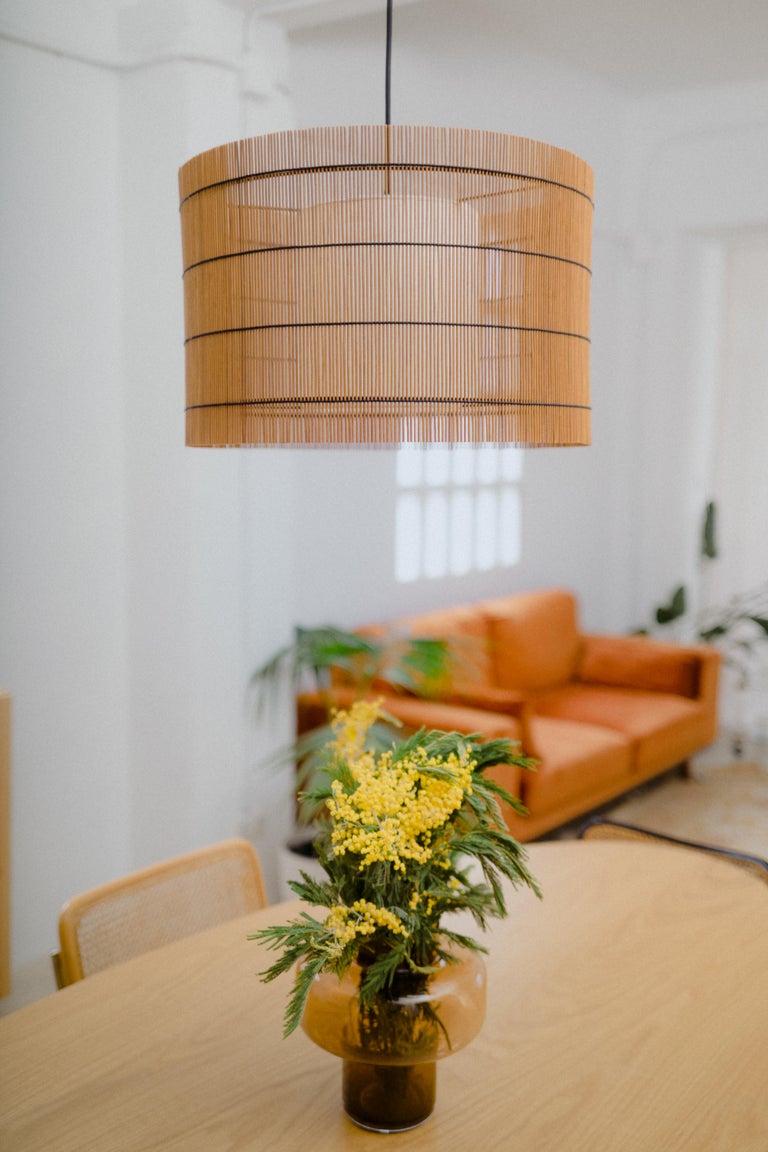Modern Contemporary, Handmade, Pendant Lamp, Bamboo Cherry, by Mediterranean Objects a For Sale