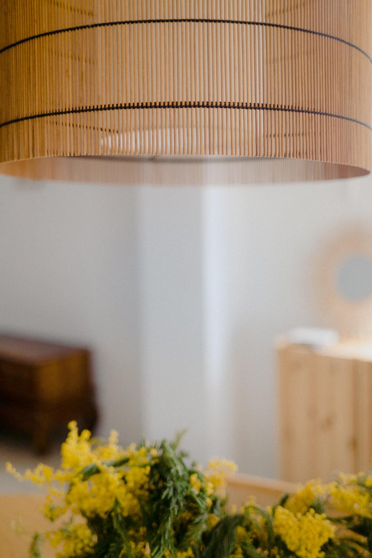 Spanish Contemporary, Handmade, Pendant Lamp, Bamboo Cherry, by Mediterranean Objects a For Sale