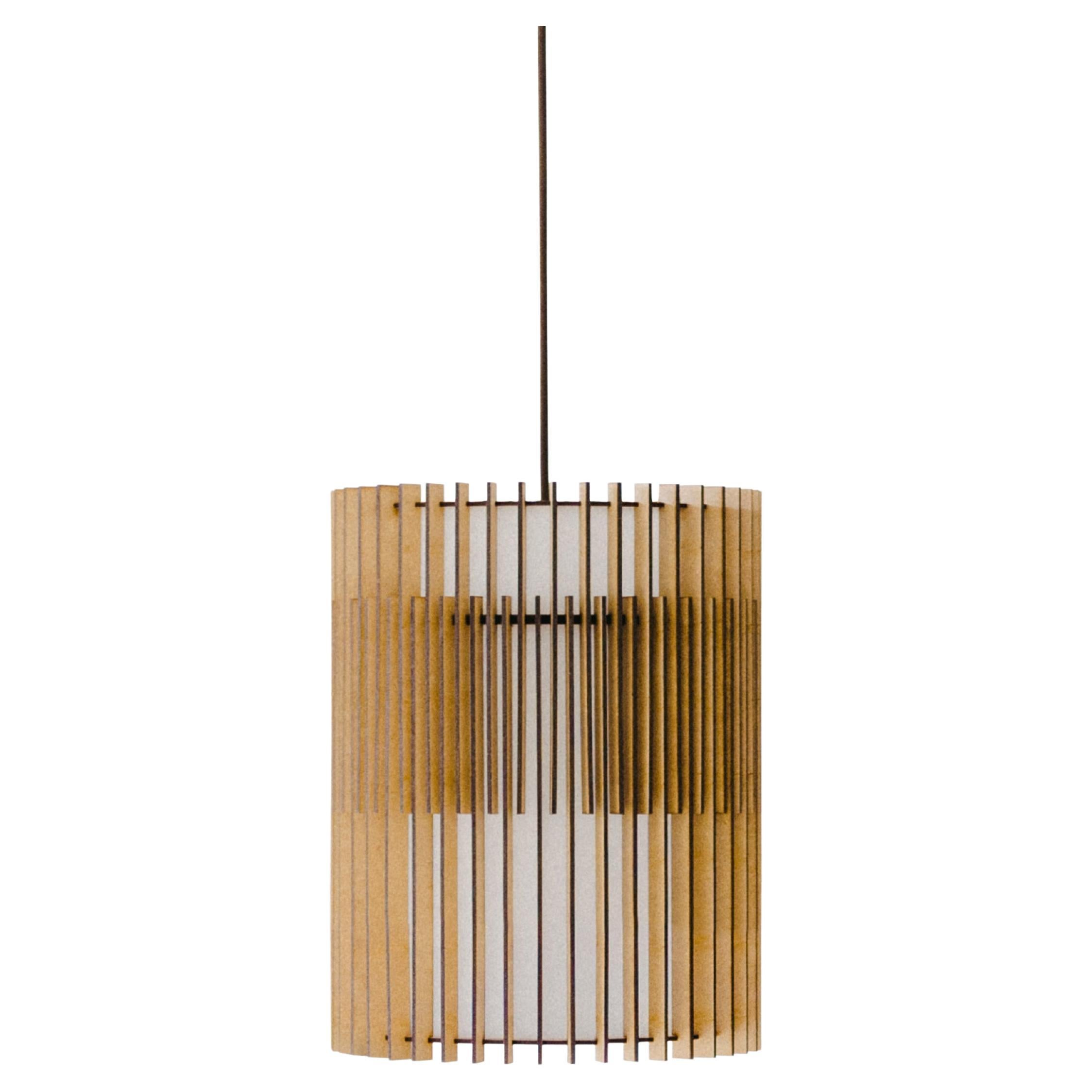 Contemporary, Handmade Pendant Lamp , Natural MDF Wood, by Mediterranean Objects For Sale