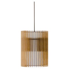 Lampe pendante contemporaine, faite à la main, en bois MDF naturel, par Mediterranean Objects