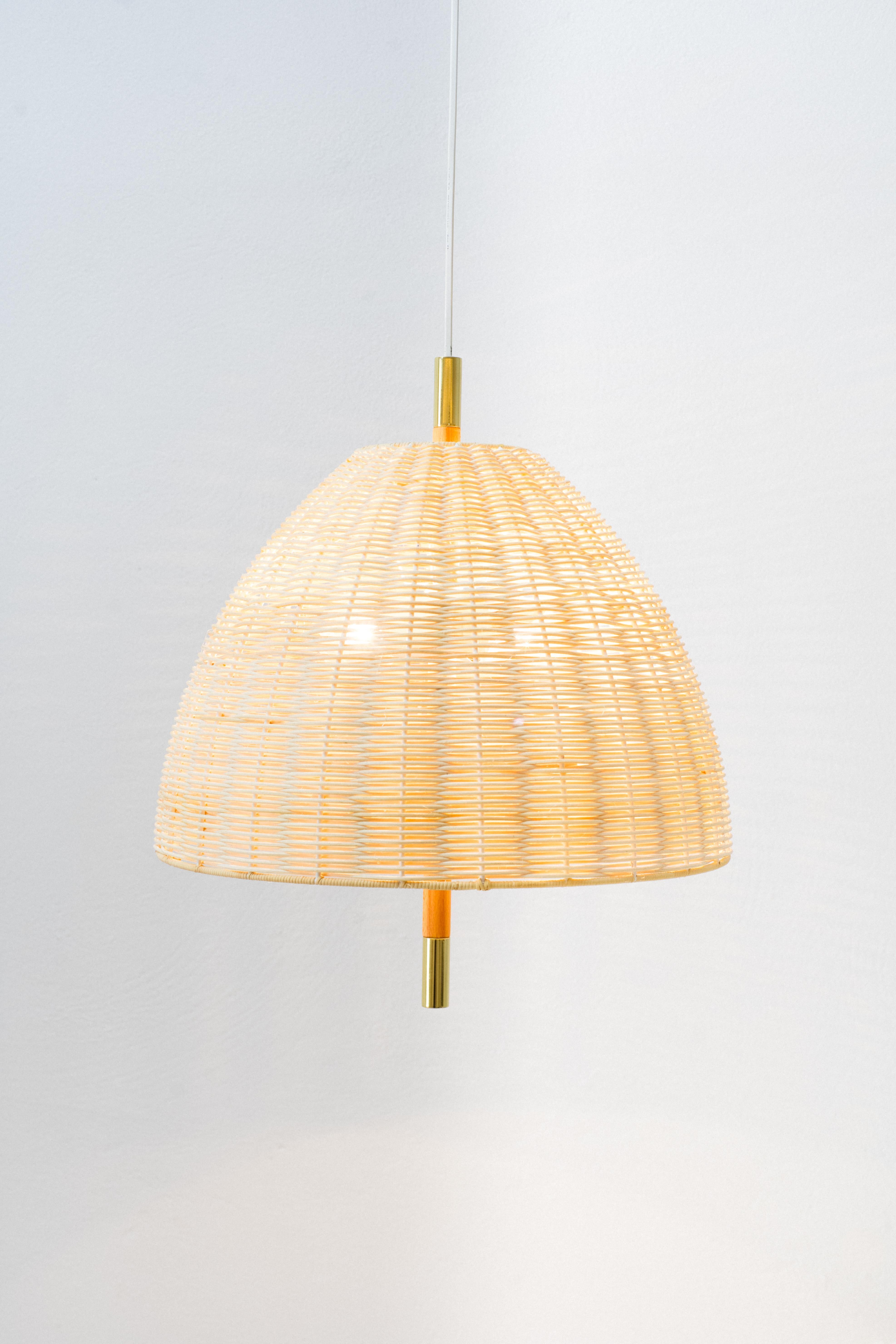 Contemporary, Handmade Pendant Lamp, Natural Rattan Brass, Mediterranean Objects For Sale 11