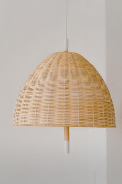 Contemporary, Handmade Pendant Lamp Natural Rattan, White, Mediterranean Objects