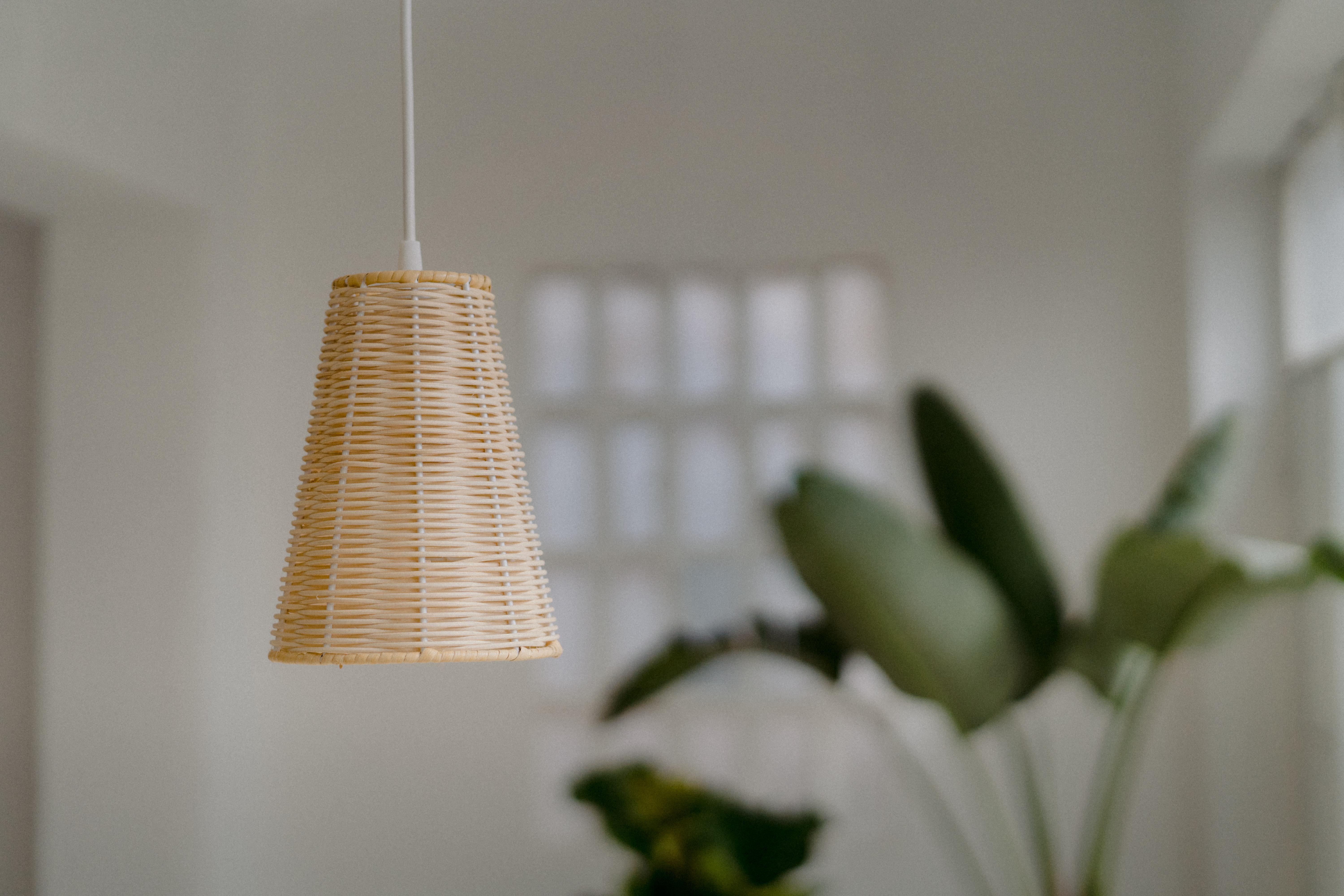 Spanish Contemporary, Handmade, Pendant Lamp, Rattan Cone, by Mediterranean Objects For Sale