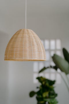 Contemporary, Handmade, Pendant Lamp, Rattan Dome, by Mediterranean Objects