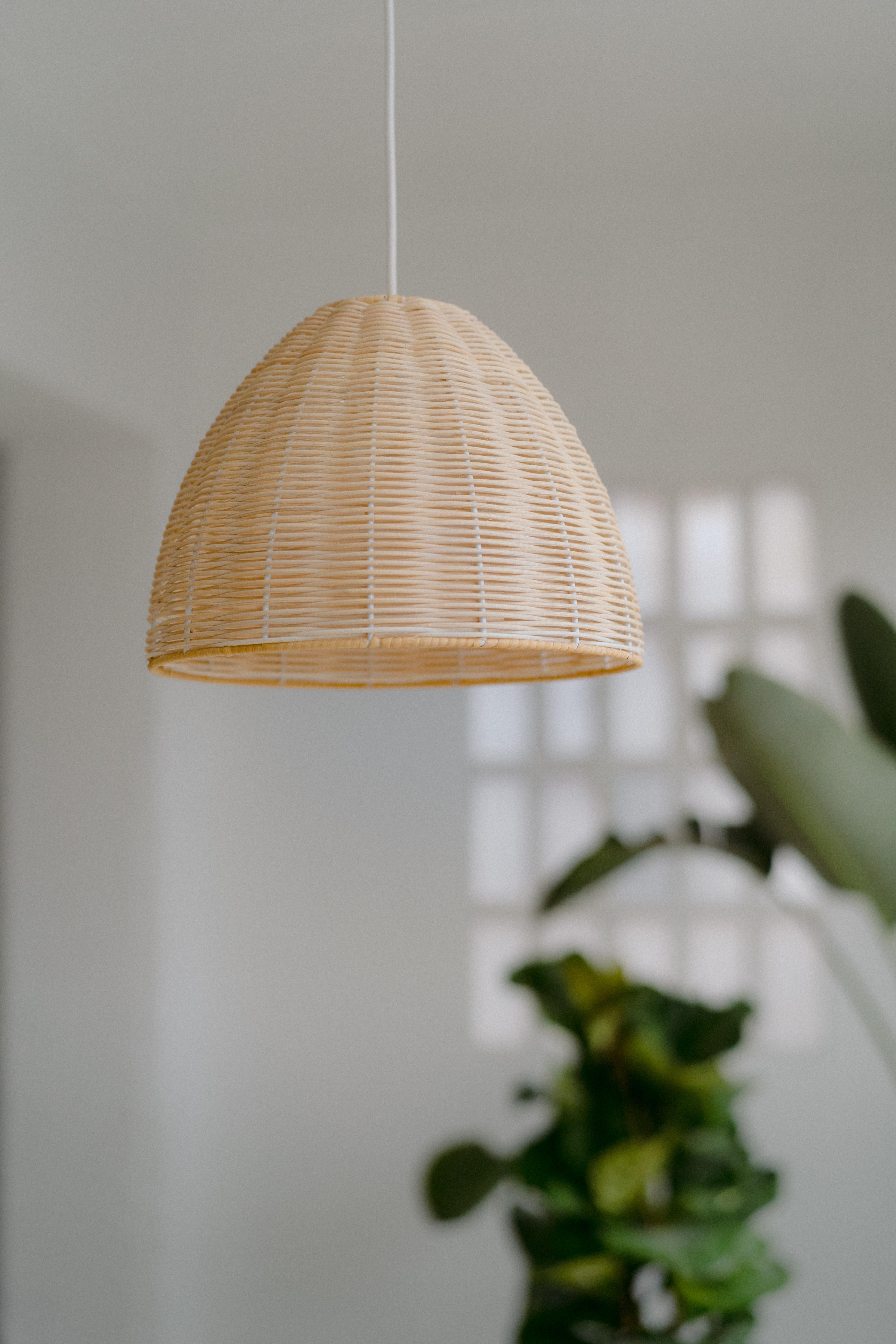 Hand-Crafted Contemporary, Handmade, Pendant Lamp, Rattan Dome, by Mediterranean Objects For Sale