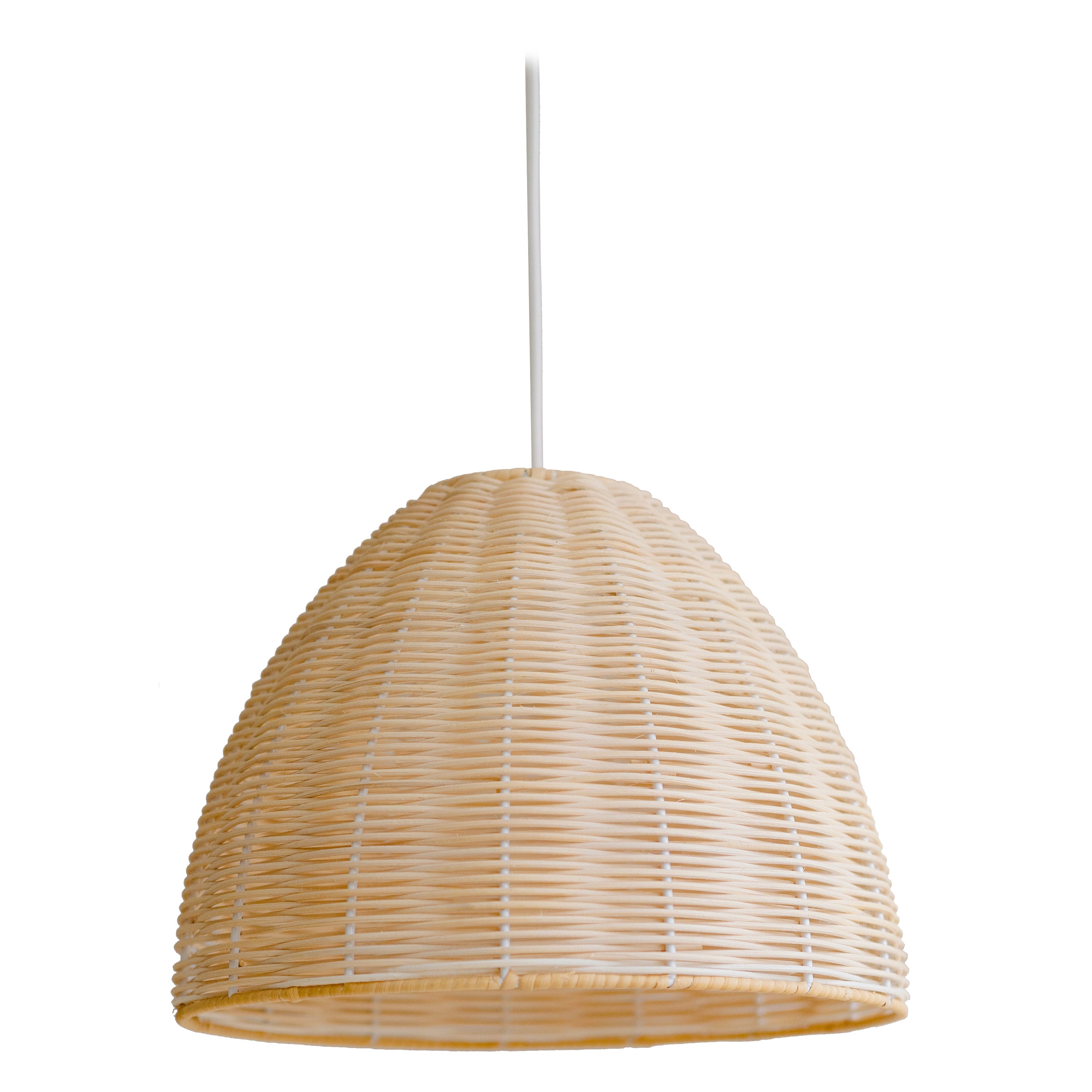 Contemporary, Handmade, Pendant Lamp, Rattan Dome, by Mediterranean Objects For Sale