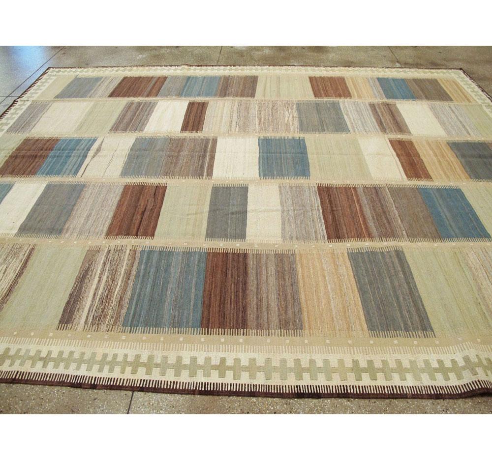 Contemporary Handmade Persian Room Size Flat-Weave Rug 3
