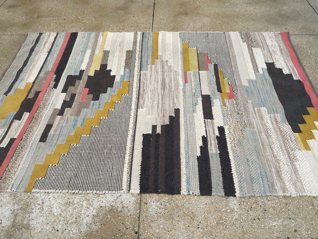 Contemporary Handmade Persian Flatweave Kilim Accent Rug For Sale 1