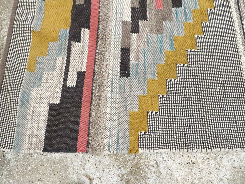 Laine Tapis persan contemporain Kilim à tissage plat fait à la main en vente