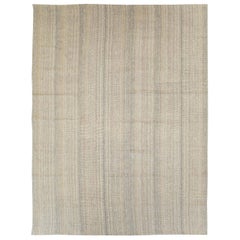 Contemporary Handmade Persian Large Room Size Rug in Beige Linen