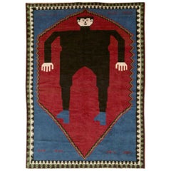 Contemporary Handmade Pictorial Accent Rug of Frankenstein