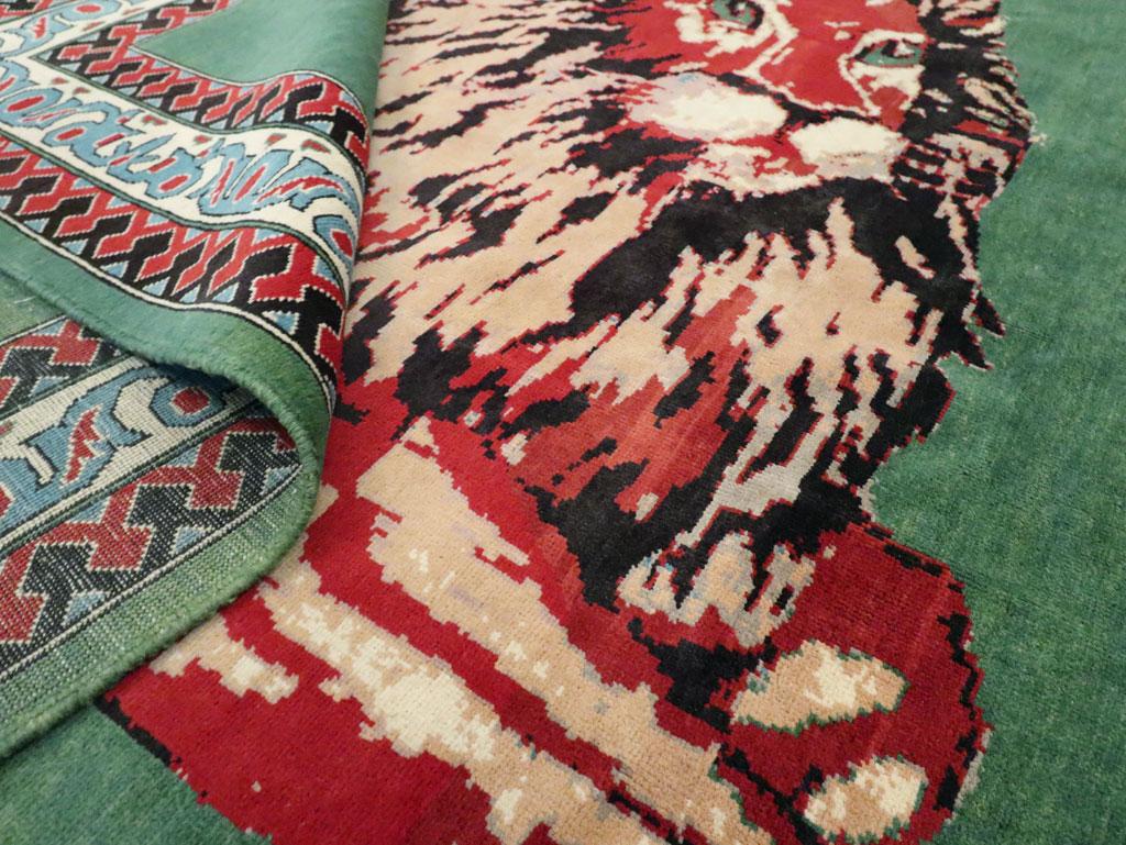 Contemporary Handmade Pictorial Room Size Rug of a Resting Lion For Sale 1