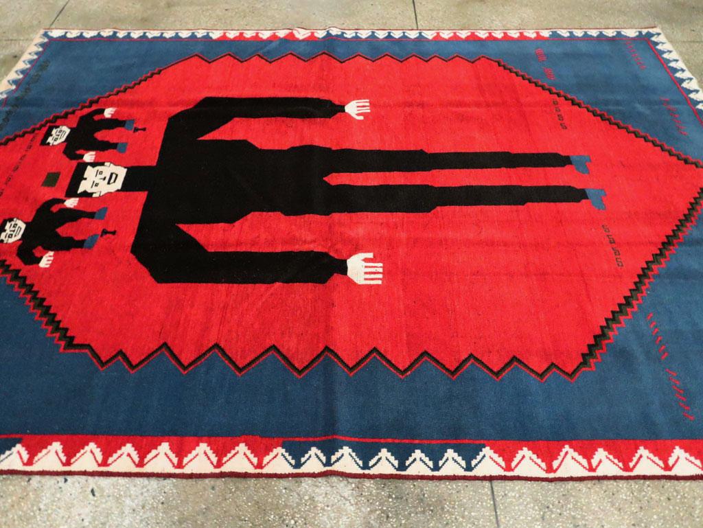 Contemporary Handmade Pictorial Accent Rug of Frankenstein In New Condition For Sale In New York, NY