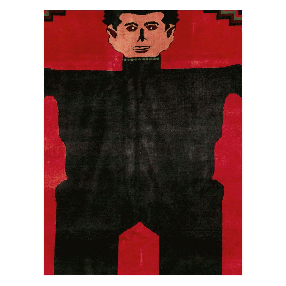 A modern Afghan room size carpet handmade during the 21st century with a pictorial depiction of the horror Classic character, Frankenstein.

Measures: 8' 2