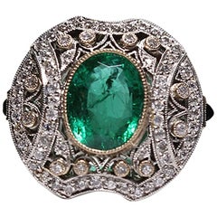 Contemporary Handmade Platinum 1 Carat Diamond and 2.82 Carat Emerald Ring