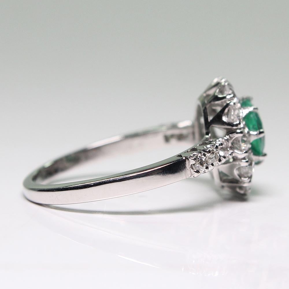 Edwardian Contemporary Handmade Platinum 1.05 Carat Emerald and Diamond Ring