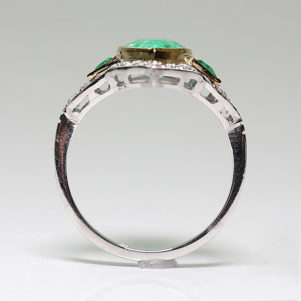 Contemporary Handmade Platinum 1.86 Carat Emerald and Diamond Ring 1