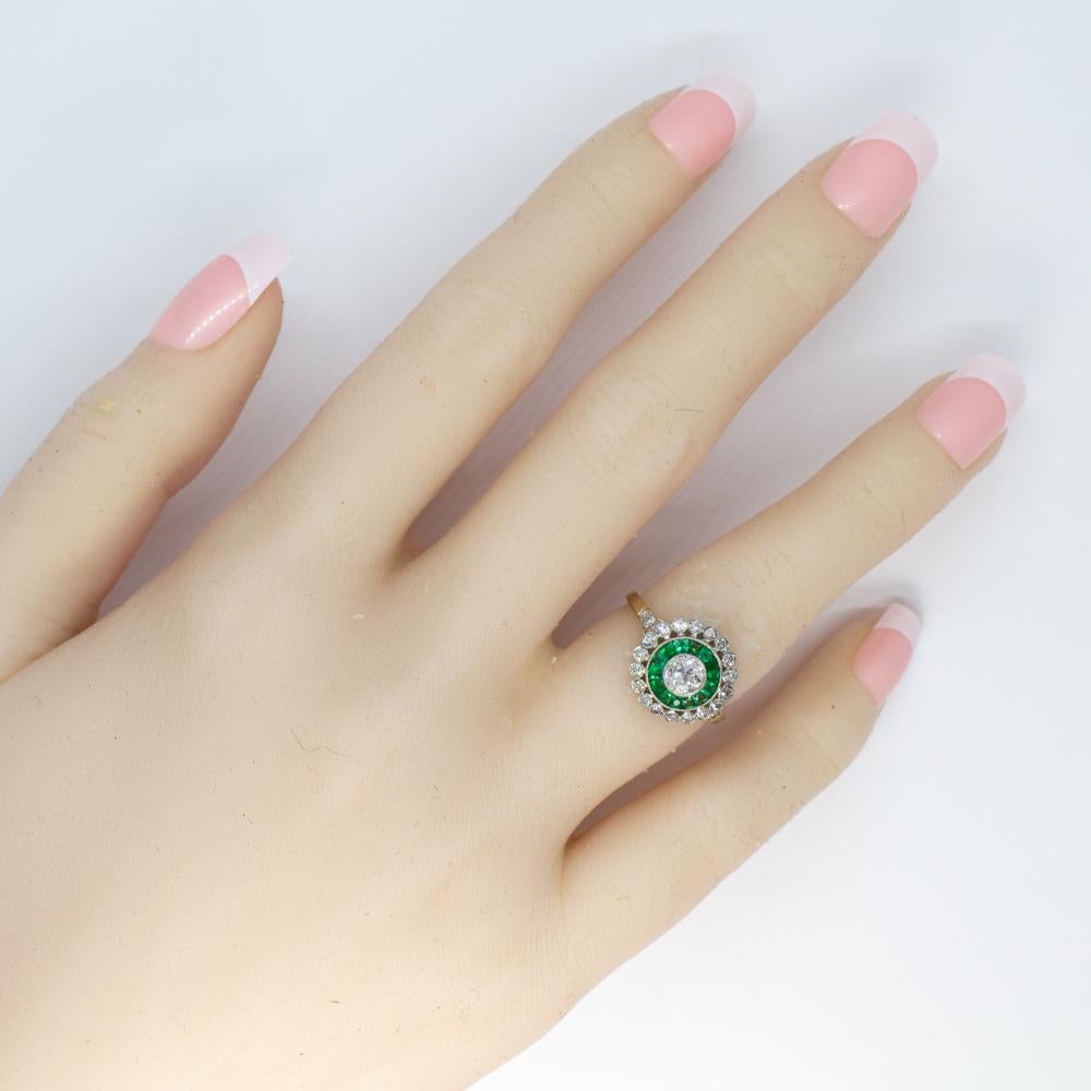 Women's or Men's Contemporary Handmade Platinum Diamond and Emerald Ring