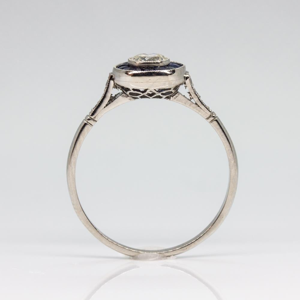 Contemporary Handmade Platinum Diamond and Sapphire Ring In New Condition In Miami, FL