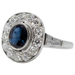Contemporary Handmade Platinum Diamond and Sapphire Ring