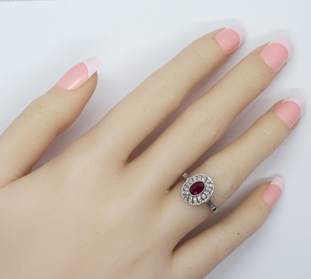 Contemporary Handmade Platinum Ruby and Diamond Ring For Sale 1