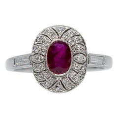 Contemporary Handmade Platinum Ruby and Diamond Ring