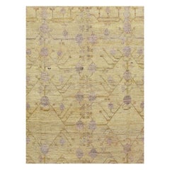 Contemporary Handmade Pomegranate Khotan Room Size Carpet in Yellow and Purple