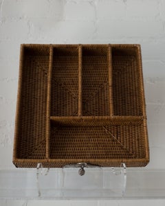 Contemporary Handmade Rattan and Sterling Silver Large Utensil Tray