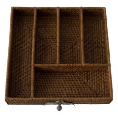 Contemporary Handmade Rattan and Sterling Silver Large Utensil Tray