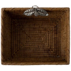 Contemporary Handmade Rattan and Sterling Silver Large Basket